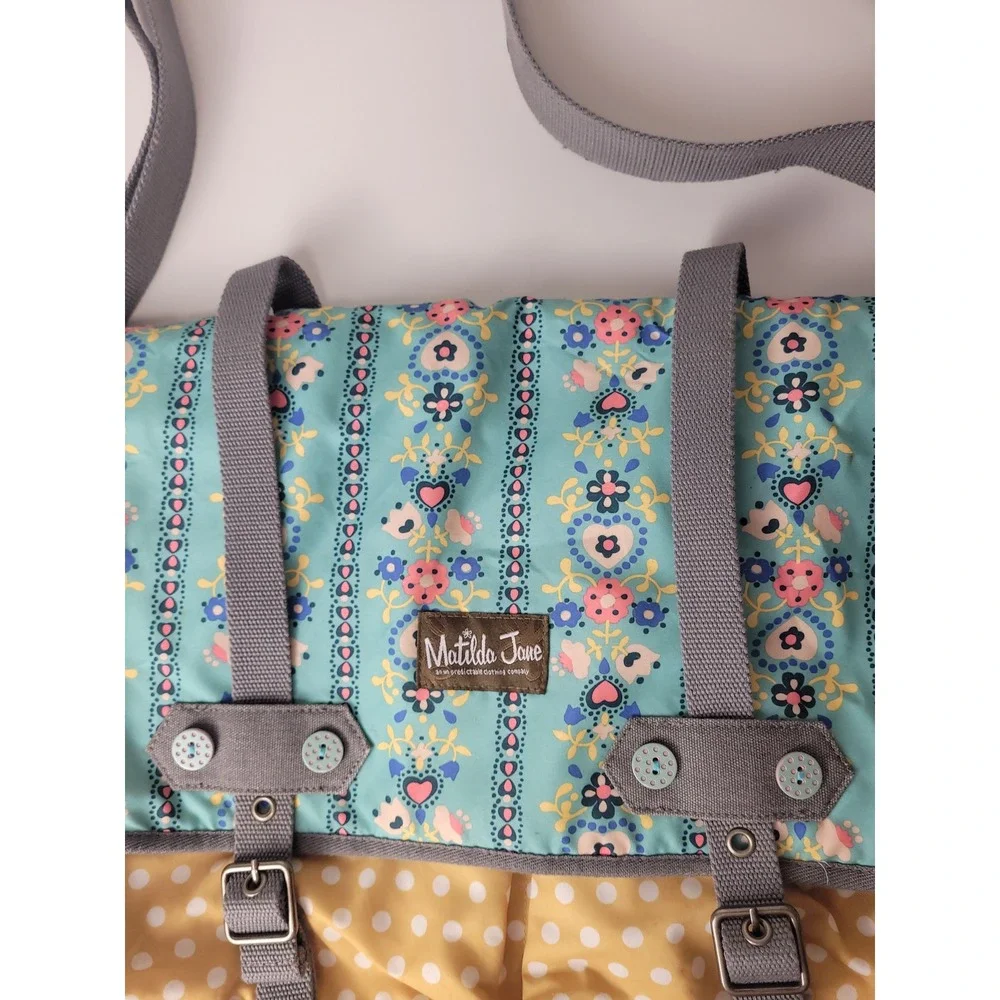 Matilda Jane Floral Polka Dot Messenger Bag Turquoise Crossbody Diaper Bag